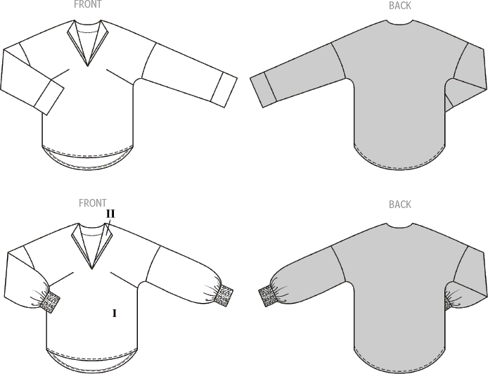 Burda Style Pattern 5780 Misses Blouse B5780 Line Art From Patternsandplains.com
