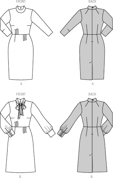 Burda Style Pattern 5798 Misses Dress B5798 Line Art From Patternsandplains.com