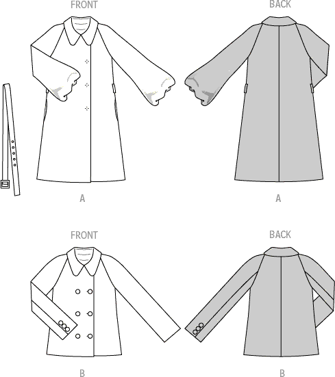 Burda Style Pattern 5824 Misses Jacket and Coat B5824 Line Art From Patternsandplains.com