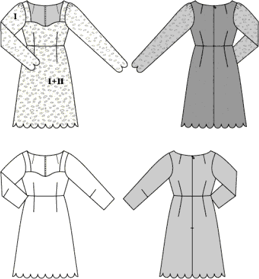 Burda Style Pattern 5835 Misses Dress B5835 Line Art From Patternsandplains.com