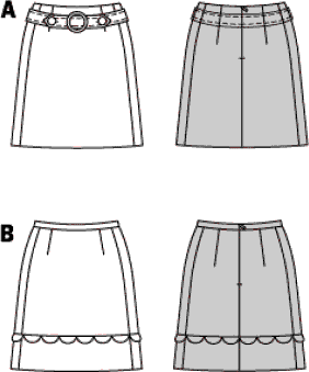 Burda Style Pattern 5868 Misses Skirt B5868 Line Art From Patternsandplains.com