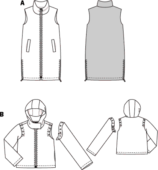 Burda Style Pattern 5869 Misses Waistcoat Vest and Jacket B5869 Line Art From Patternsandplains.com