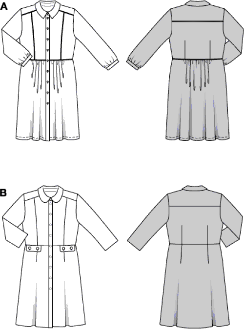 Burda Style Pattern 5882 Misses Dress B5882 Line Art From Patternsandplains.com