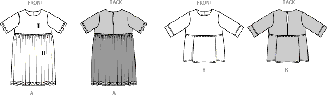 Burda Style Pattern 9226 Childrens Dress B9226 Line Art From Patternsandplains.com