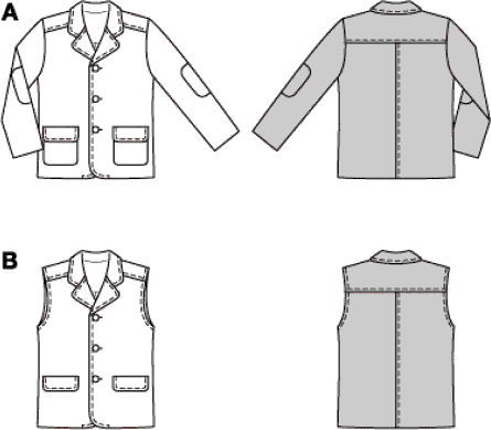 Burda Style Pattern 9234 Childrens Jacket and Waistcoat Vest B9234 Line Art From Patternsandplains.com