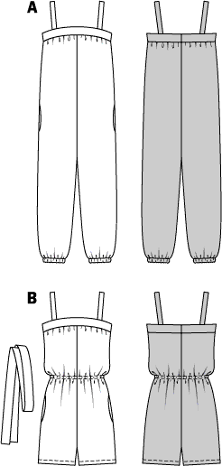Burda Style Pattern B6318 Misses jumpsuit 6318 Line Art From Patternsandplains.com