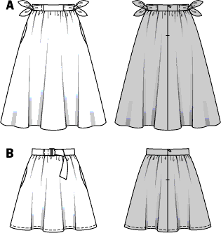 Burda Style Pattern B6319 Misses bell shaped skirt 6319 Line Art From Patternsandplains.com