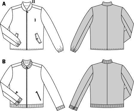 Burda Style Pattern B6351 Mens jacket 6351 Line Art From Patternsandplains.com