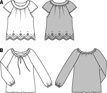 Burda Style Pattern B6502 Womens Peasant Blouses 6502 Line Art From Patternsandplains.com