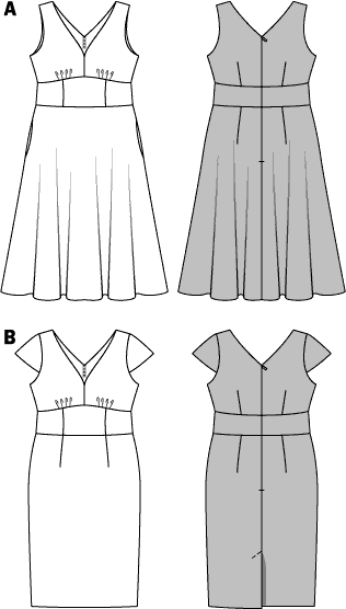 Burda Style Pattern B6549 Womens Short Sleeve Dress 6549 Line Art From Patternsandplains.com