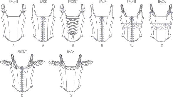 Butterick Pattern B5935 Misses Corset 5935 Line Art From Patternsandplains.com