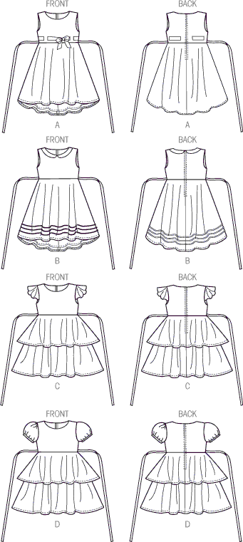 Butterick Pattern B6013 Childrens Girls Dress 6013 Line Art From Patternsandplains.com