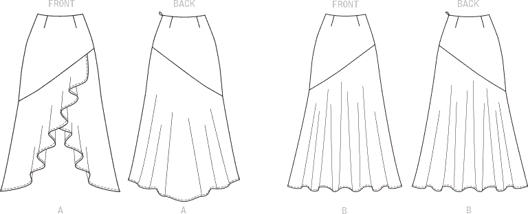Butterick Pattern B6818 Misses Skirt 6818 Line Art From Patternsandplains.com