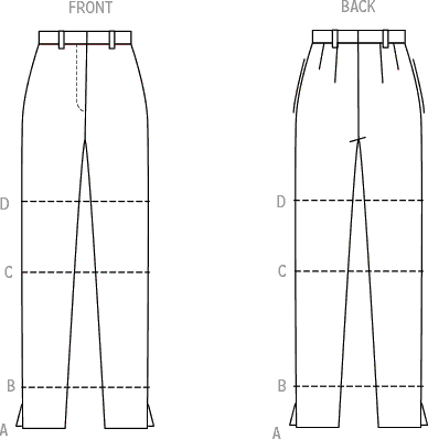 Butterick Pattern B6944 Misses Pants in Four Lengths by Palmer Pletsch 6944 Line Art From Patternsandplains.com