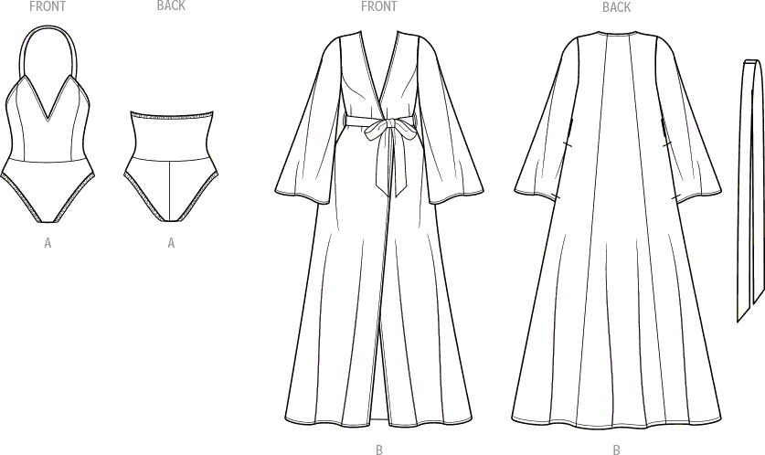 Know Me Pattern ME2037 Womens One Piece Swimsuit and Cover Up 2037 Line Art From Patternsandplains.com