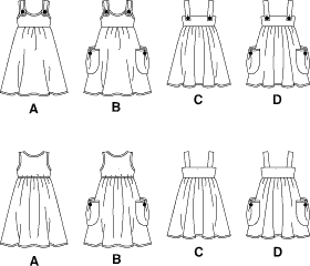 McCall's Pattern M5613 Childrens Girls Dresses 5613 Line Art From Patternsandplains.com