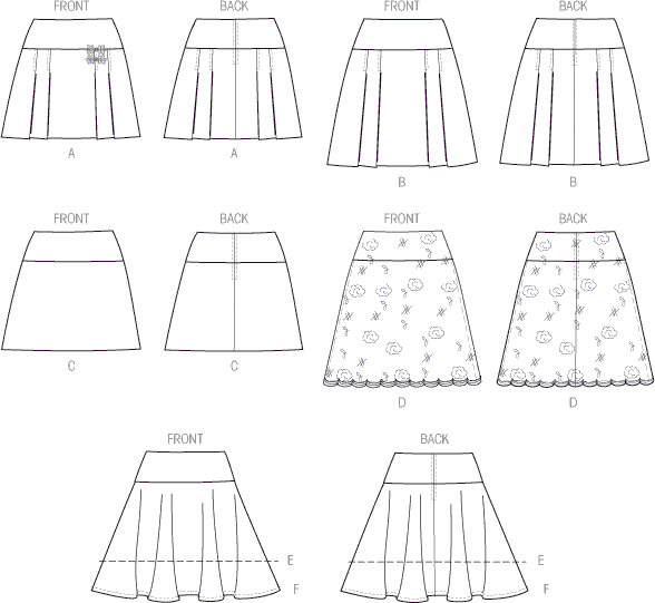 McCall's Pattern M7022 Misses Skirts 7022 Line Art From Patternsandplains.com