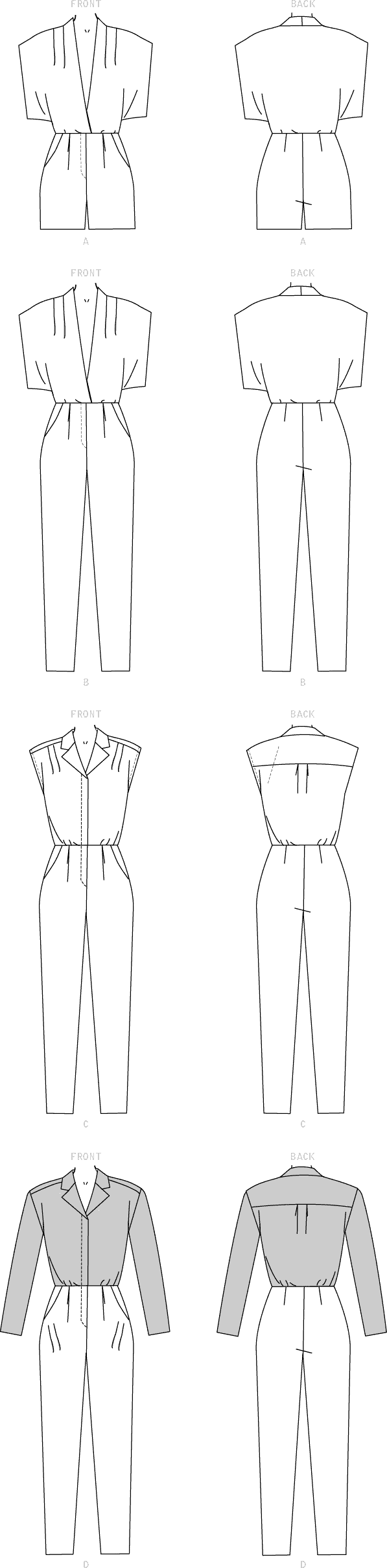 McCall's Pattern M7872 Misses Romper and Jumpsuit 7872 Line Art From Patternsandplains.com