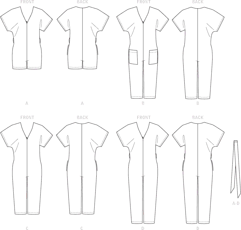 McCall's Pattern M7936 Misses Miss Petite Romper Jumpsuit and Belt 7936 Line Art From Patternsandplains.com