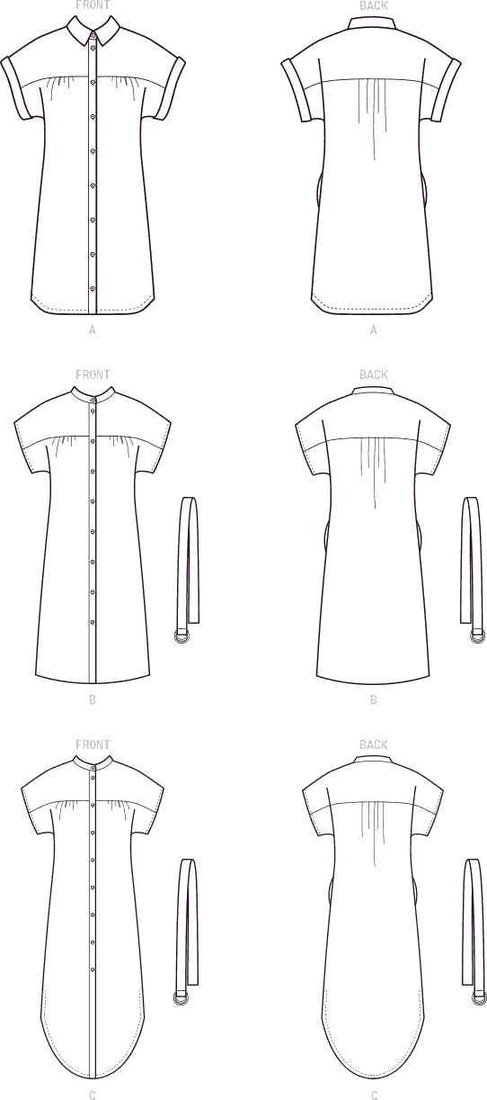 McCall's Pattern M8030 #JosieMcCalls Misses Dresses and Belt 8030 Line Art From Patternsandplains.com