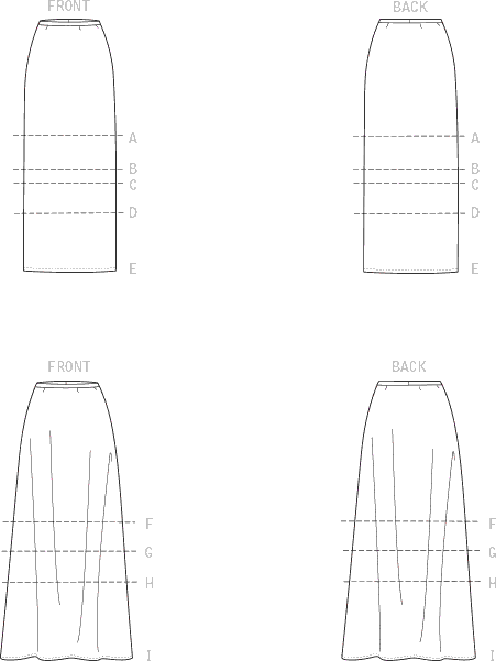 McCall's Pattern M8055 #TillieMcCalls Misses Straight or A line Skirts In 7 Lengths 8055 Line Art From Patternsandplains.com