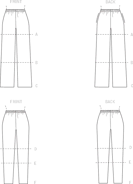 McCall's Pattern M8057 #EmilyMcCalls Misses Elastic Waist Shorts and Pants 8057 Line Art From Patternsandplains.com