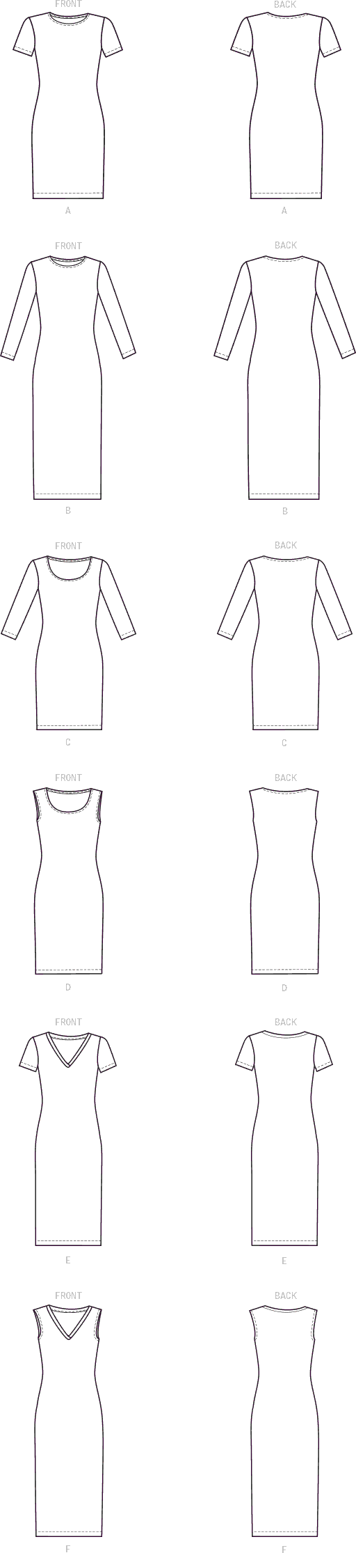 McCall's Pattern M8058 #IsabelMcCalls Misses Knit Pullover Dresses 8058 Line Art From Patternsandplains.com