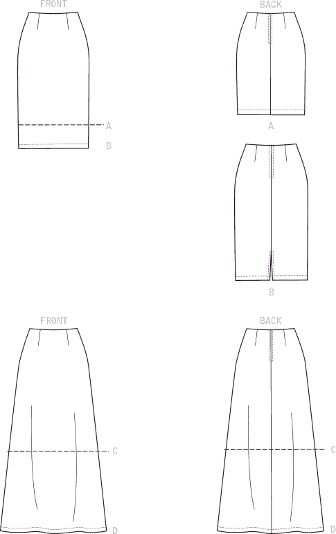 McCall's Pattern M8068 #JillMcCalls Misses Skirts in Three Lengths 8068 Line Art From Patternsandplains.com