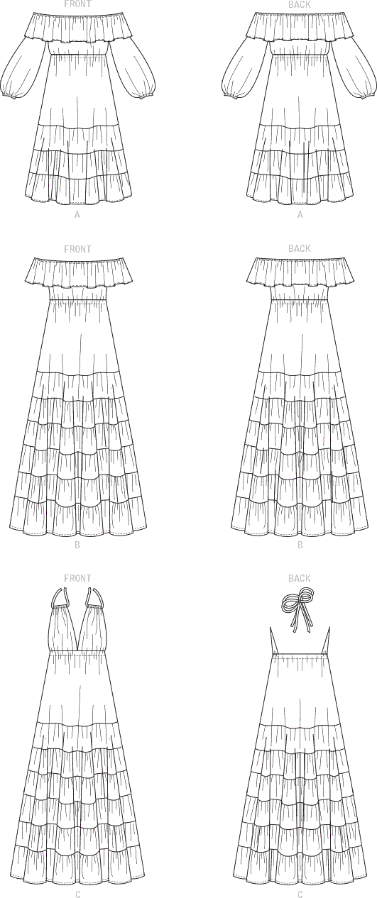 McCall's Pattern M8087 #AuroraMcCalls Misses Dresses 8087 Line Art From Patternsandplains.com