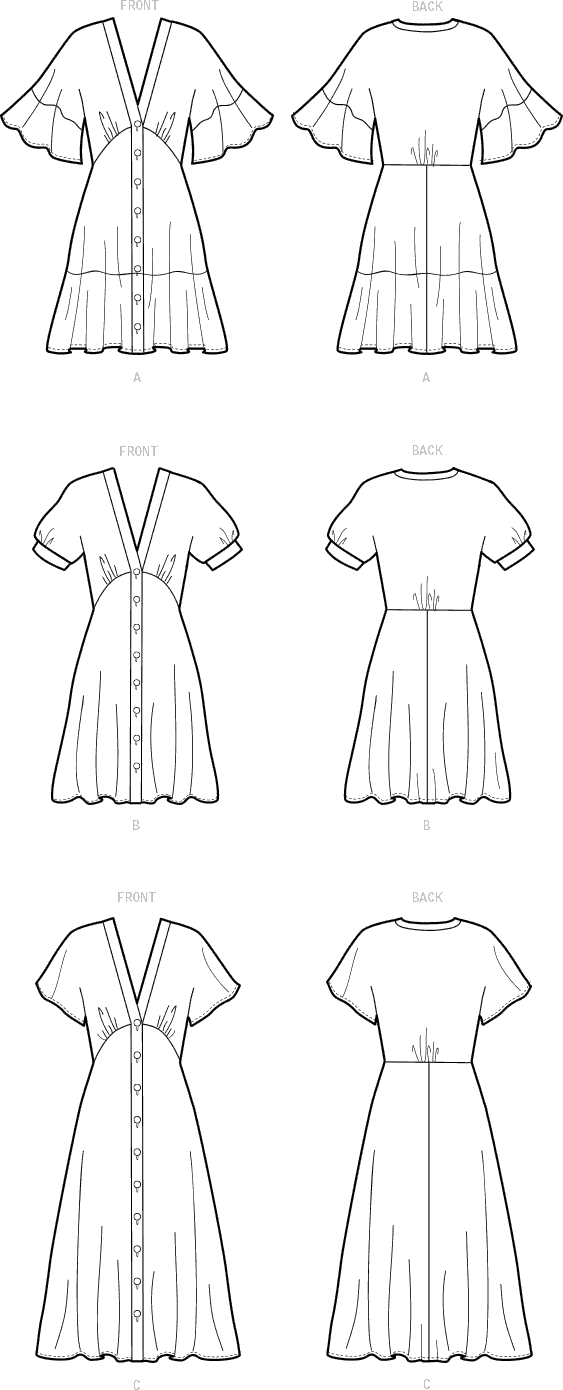 McCall's Pattern M8104 #DawnMcCalls Misses Dresses 8104 Line Art From Patternsandplains.com