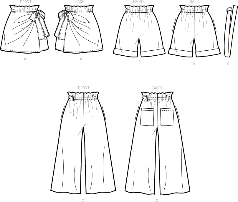 McCall's Pattern M8118 #SequoiaMcCalls Misses Shorts Pants and Belt 8118 Line Art From Patternsandplains.com