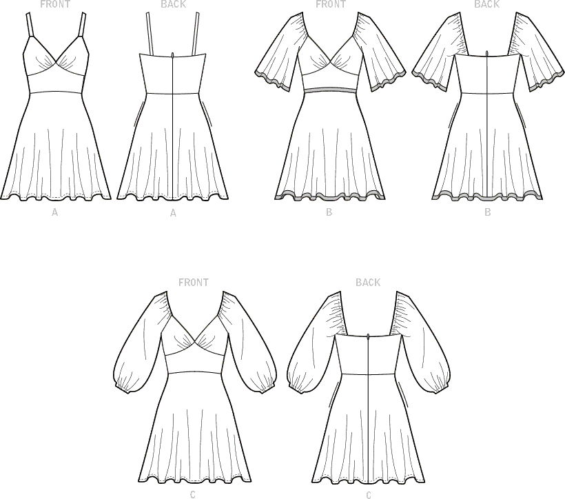 McCall's Pattern M8195 Misses Dresses 8195 Line Art From Patternsandplains.com