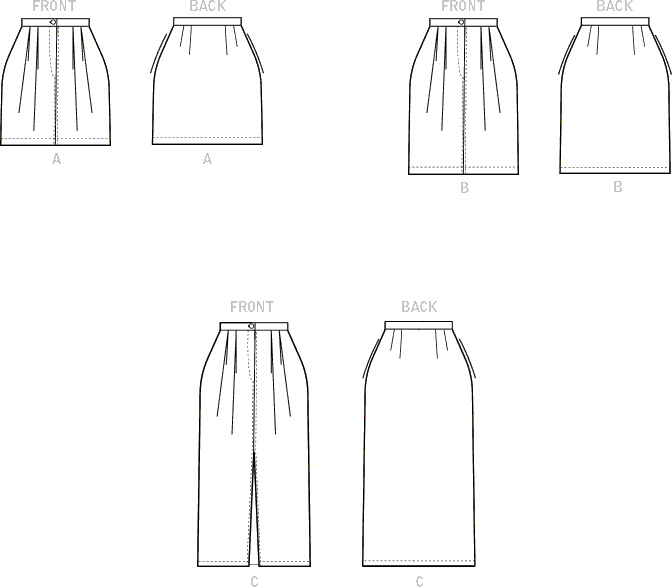 McCall's Pattern M8222 Misses Skirts 8222 Line Art From Patternsandplains.com