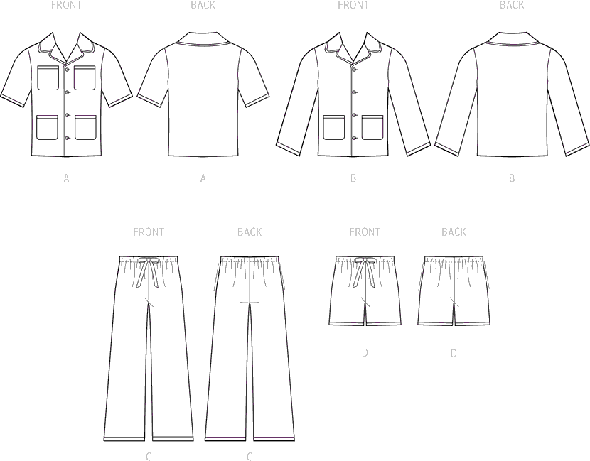McCall's Pattern M8262 Mens Pajamas 8262 Line Art From Patternsandplains.com