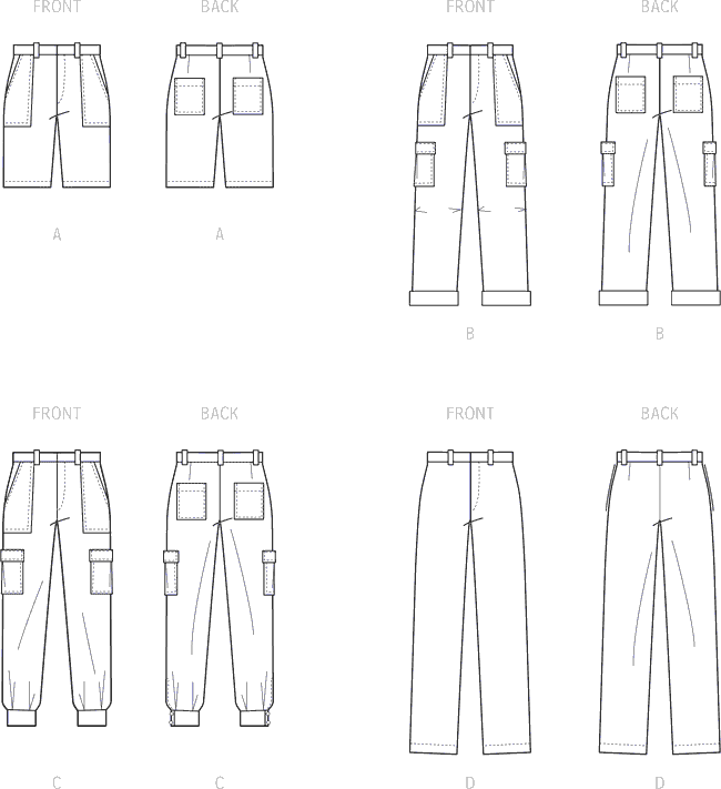 McCall's Pattern M8264 Mens Shorts and Pants 8264 Line Art From Patternsandplains.com