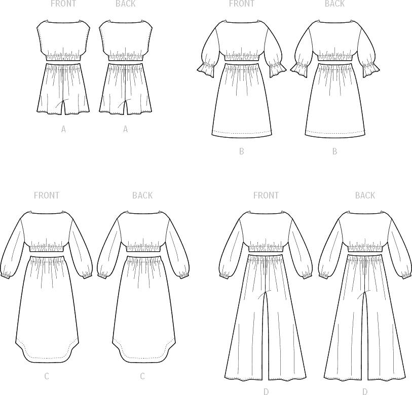McCall's Pattern M8295 Girls Tops Skirts Shorts and Pants 8295 Line Art From Patternsandplains.com