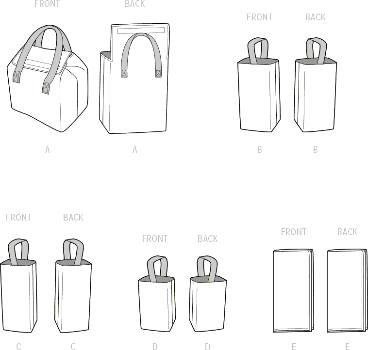 McCall's Pattern M8297 Lunch Bag Glass Jar Sacks and Napkin 8297 Line Art From Patternsandplains.com