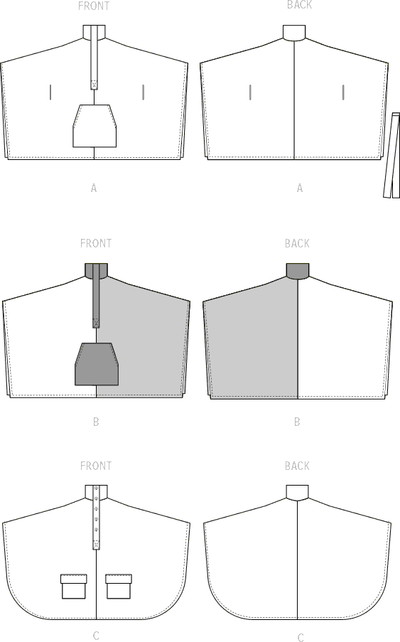 McCall's Pattern M8347 Misses Poncho 8347 Line Art From Patternsandplains.com