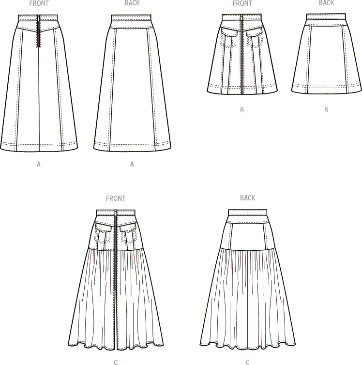 McCall's Pattern M8389 Misses Skirts 8389 Line Art From Patternsandplains.com