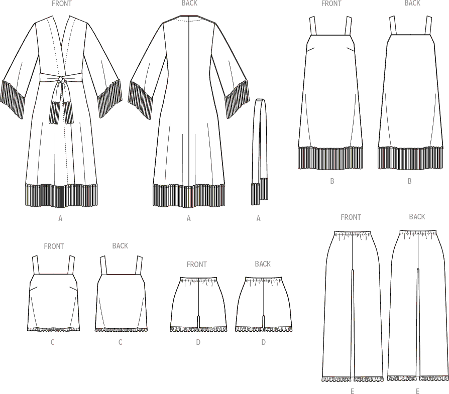 McCall's Pattern M8392 Misses Sleepwear 8392 Line Art From Patternsandplains.com