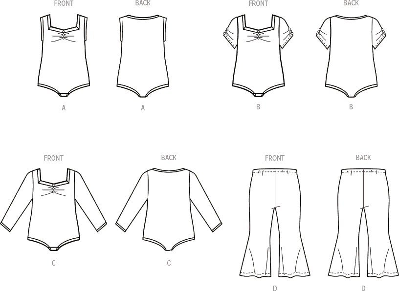 McCall's Pattern M8394 Toddlers Knit Bodysuits and Pants 8394 Line Art From Patternsandplains.com