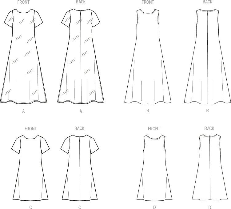 McCall's Pattern M8418 Girls Dress in Two Lengths 8418 Line Art From Patternsandplains.com