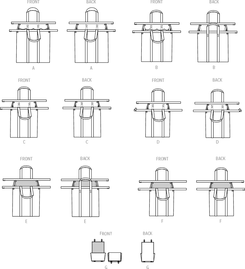 McCall's Pattern M8420 Shopping Cart Bags and Coupon Case 8420 Line Art From Patternsandplains.com