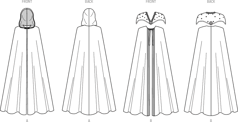 McCall's Pattern M8428 Misses Cape Costume 8428 Line Art From Patternsandplains.com