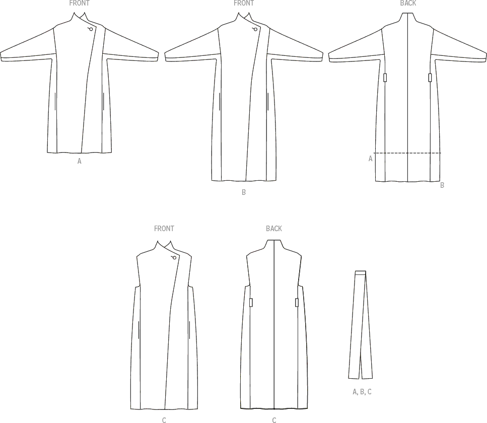 McCall's Pattern M8439 Womens Coats and Vest 8439 Line Art From Patternsandplains.com