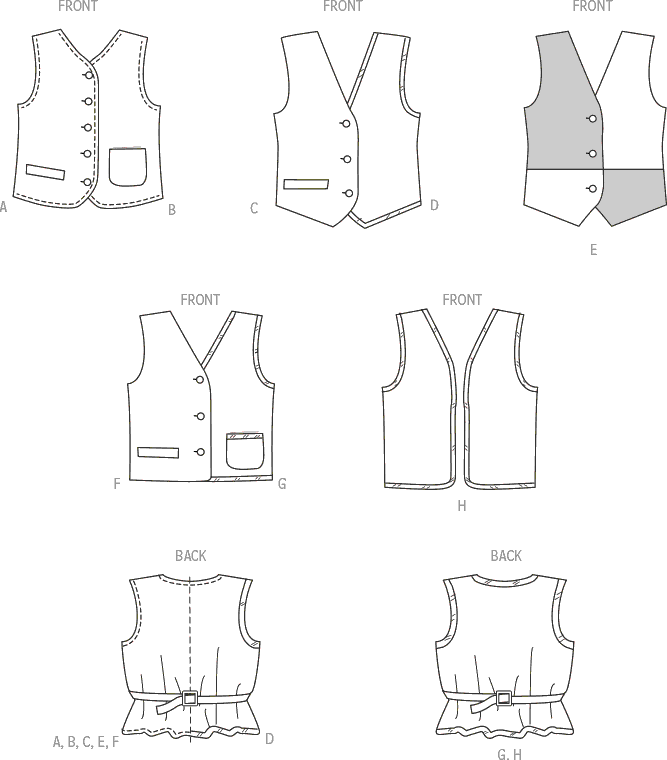 McCall's Pattern M8442 Misses and Mens Lined Vests 8442 Line Art From Patternsandplains.com