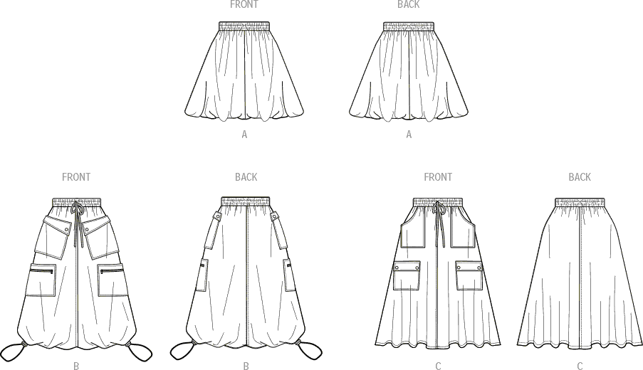 McCall's Pattern M8452 Misses Skirt In Two Lengths 8452 Line Art From Patternsandplains.com