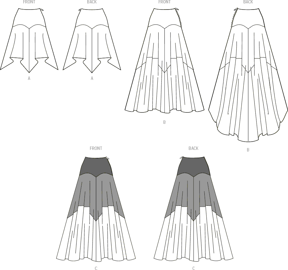 McCall's Pattern M8453 Misses Skirt In Two Lengths 8453 Line Art From Patternsandplains.com