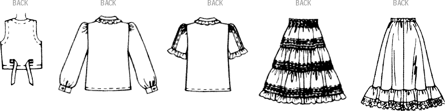 McCall's Pattern M8463 Misses Blouse Vest Skirt and Petticoat by Laura Ashley 8463 Line Art From Patternsandplains.com