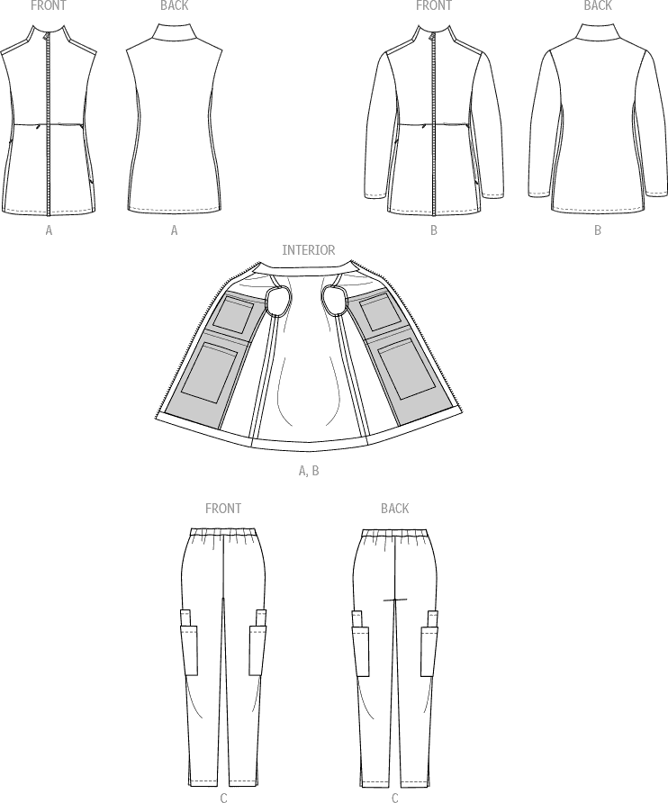 McCall's Pattern M8468 Misses Scrubs 8468 Line Art From Patternsandplains.com